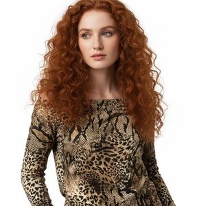 Bianca Nygard Mixed Animal Print Stretchy Long Sleeve Top Size 14